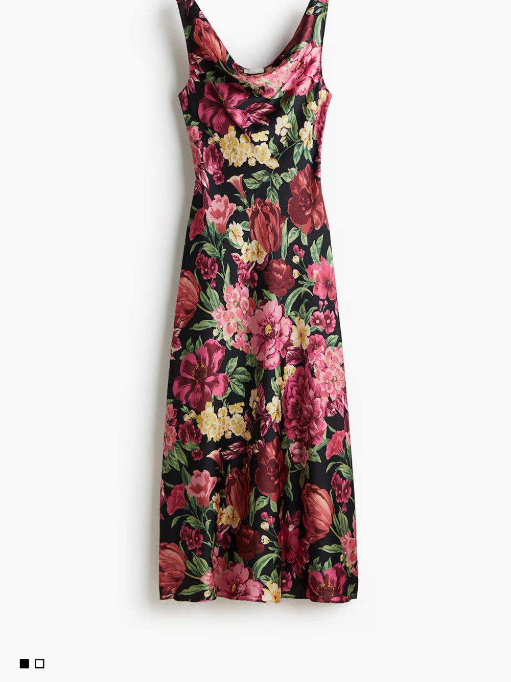 H&M Black Maxi Dress with Pink & Green Floral Print